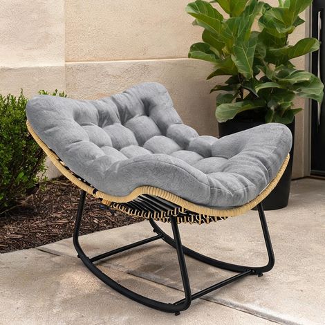 Mobilier de jardin en rotin Fauteuil à bascule en résine tressée (1/5)