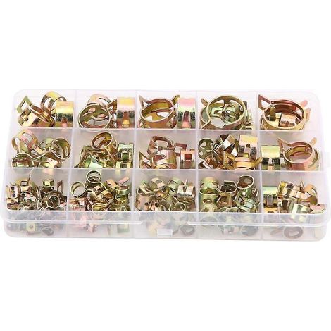 Satz mit 115 verzinkten Federklemmen von 6 bis 22 mm für Saugschläuche, Gasleitungen, Luftschläuche und Wasserschläuche (1/5)