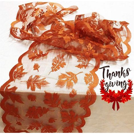 Napperon en dentelle feuille d'érable, nappe décorative automne pour Thanksgiving et saison des récoltes (1/5)