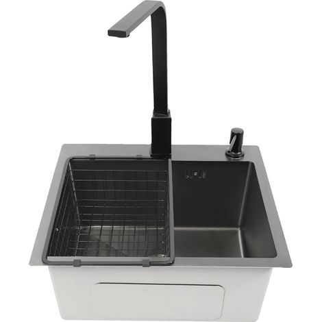 Évier de cuisine, acier inoxydable de haute qualité, design à grande capacité, avec robinet (1/2)