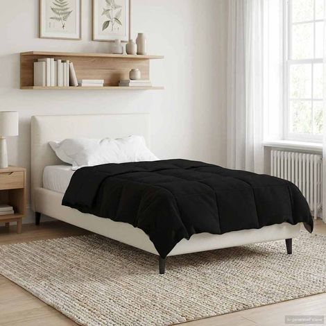 Ganzjahresbettdecke Gepolstert Schwarz 155 x 200 cm Mikrofaser