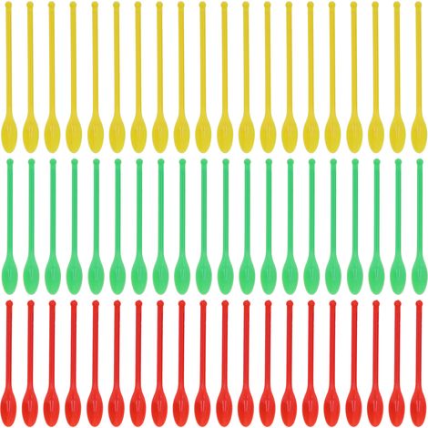 20 Sets Laboratory Spoon Scoop Plastic Double Ended Green Red Yellow Measuring Tool