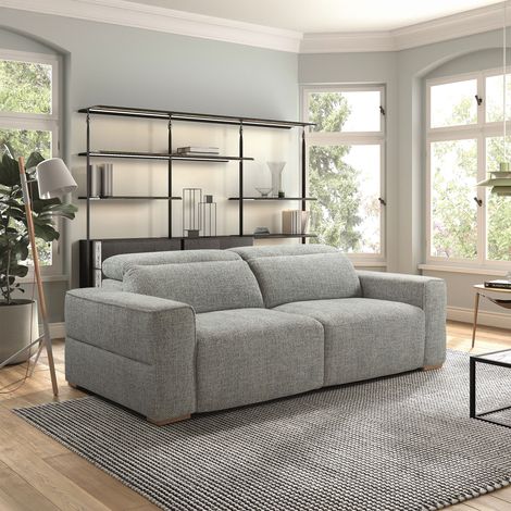 Canapé de relaxation électrique 3 places en tissu gris clair - MOVA (1/5)