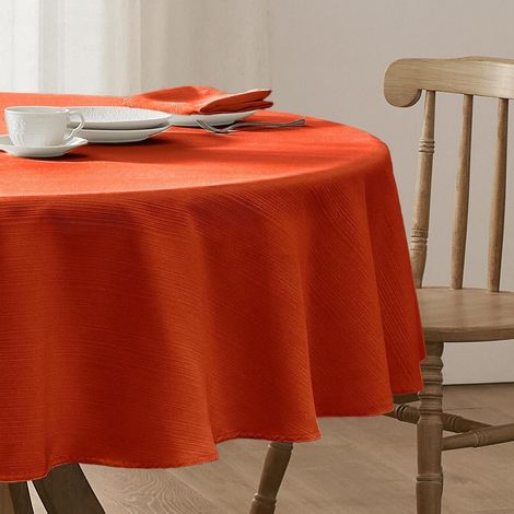 Nappe ronde 140 cm rouille lavable structure lin pour jardin & extérieur