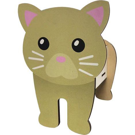 Katzenförmiger Blumentopf, niedlicher Blumentopf aus Holz mit Cartoon-Tiermotiven, für Garten, Innen- und Außenbereich, Bürodekoration (1/5)