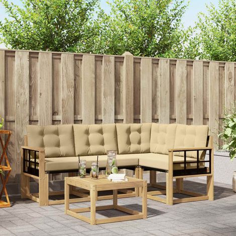 vidaXL Ensemble de canapés d'extérieur 5 pcs Blanc et Beige