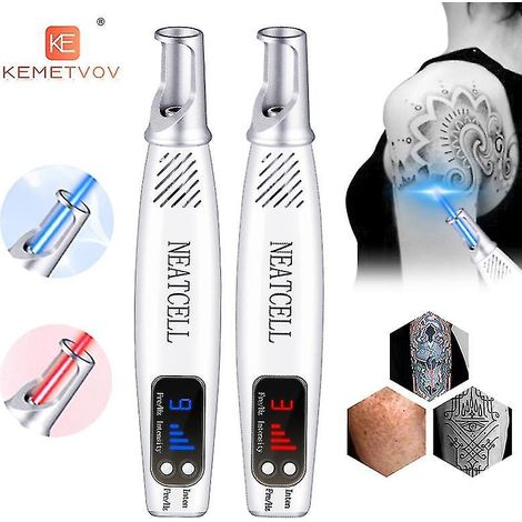 Stylo laser picoseconde pour le traitement des tatouages, cicatrices, grains de beauté et taches de rousseur, acné et pigmentation cutanée. Instrument de beauté portable. Coffret cadeau lumière bleue  (1/4)