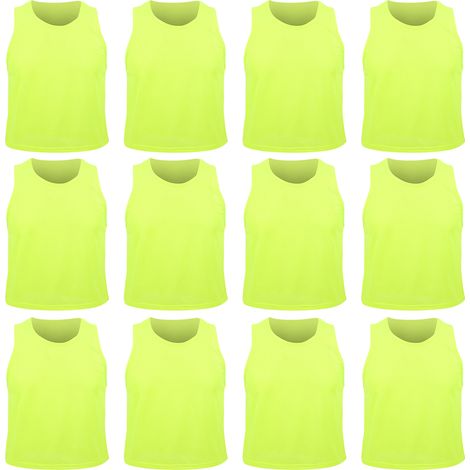 12 pièces de chasubles d'entraînement de football pour enfants en mailles respirantes vert fluo taille unique (1/5)