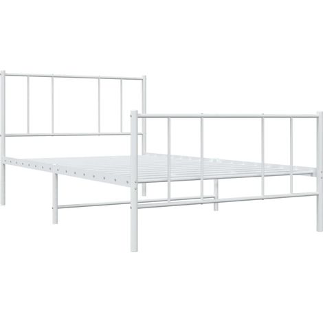 vidaXL Cadre de lit métal sans matelas avec pied de lit blanc 90x190cm (1/5)