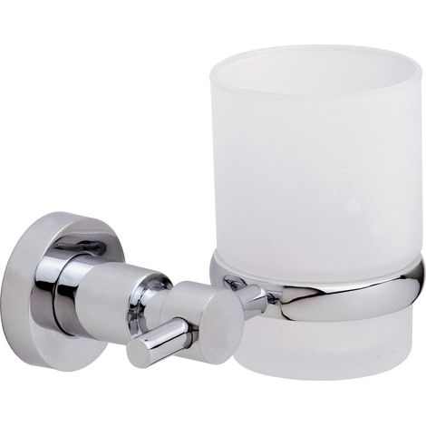 verre brosse à dent, finition brillante métal chromé, adhésif, technologie sans percer (1/5)