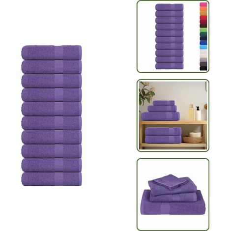 vidaXL Essuie-mains 10 pcs violet 50x100 cm 360 g/m² 100% coton