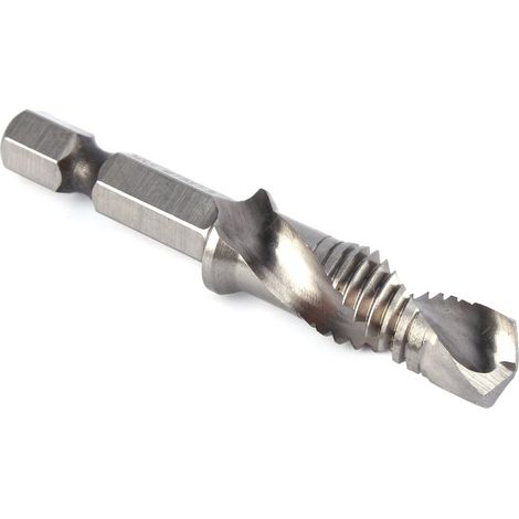 Foret Mèche Tige Hexagonale HSS Jeu de Mèche/Jeu Mèches à Tarauder Filetage Vis Robinet Tap Bit M10 1/4" (1/4)