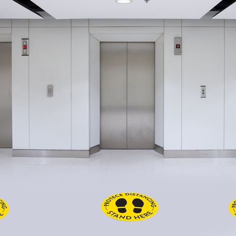 Autocollants de sol antidérapants pour la distanciation sociale : marque-places à maintenir une distance de 1,80 m (6 pieds). (1/5)