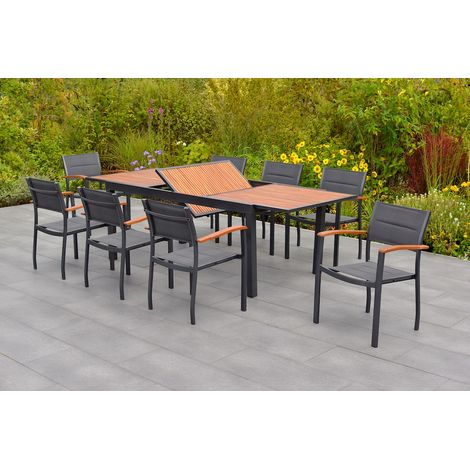 Paxos Set 9tlg 8 Sessel Tisch 180(240)x100cm