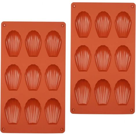 Red - Silicone Madeleine Mold, Mini Madeleine Cake Mold, Silicone Mold for Jelly, Mousse, and Chocolate Cakes (Set of 2) (1/4)