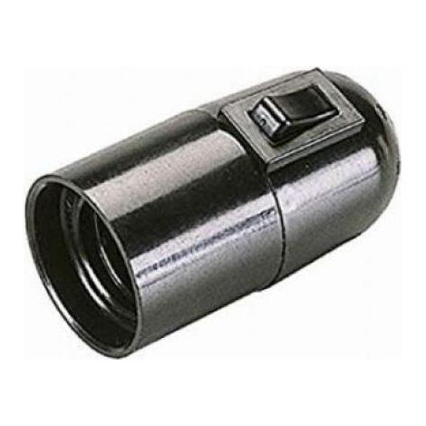 Portalampada electraline attacco e27 con interruttore nero - 71106