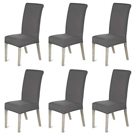 6er Set Stretch Stuhlhussen, Universelle Abnehmbare Waschbare Stuhlhussen, Stuhlhussen mit hoher Rückenlehne für Esszimmerstühle, Restaurant, Hotel, Esszimmer, Bankett, Hochzeit, Party, Dekoration (1/5)