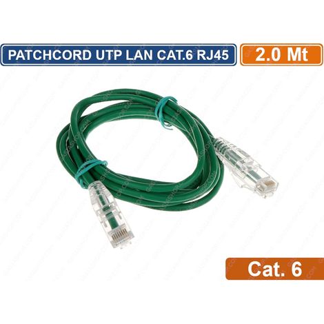 PATCHCORD CAVO DI RETE 2 METRI ETHERNET UTP CAT.6 4X2 AWG 24 LAN RJ45