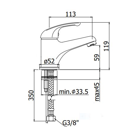 Miscelatore lavabo Paffoni serie Apollo 3 APM3071CR  Cromato - Ottone