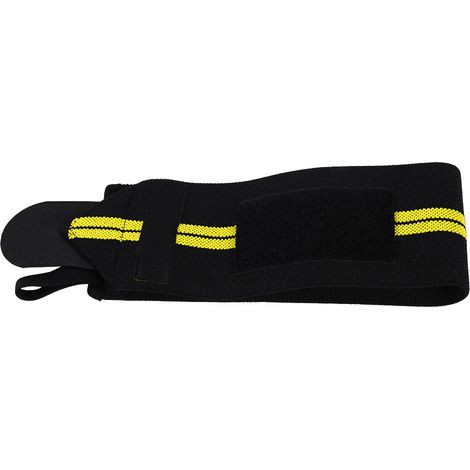 Bandage de poignet ajustable élastique pour musculation, respirant et confortable (noir & jaune) (1/5)