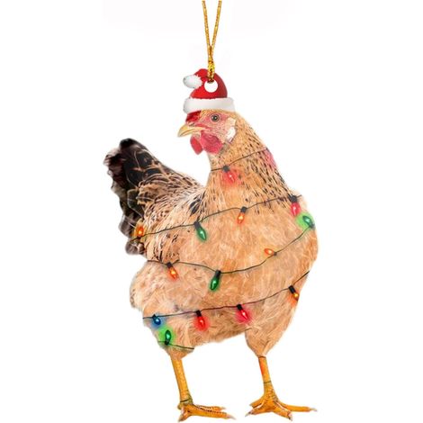 Pendentif Poulet - Décoration Arbre De Noël En Acrylique - Ornement Festif Pour Intérieur Et Voiture - Lot De 1 (1/3)