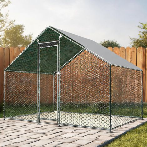 Enclos pour volaille en métal 3 x 2 x 2m avec toit et verrous (1/5)