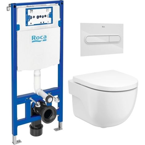 ROCA DUPLO CON PULSADOR PL1 BLANCO BRILLO INODORO SUSP. MERIDIAN BL 48