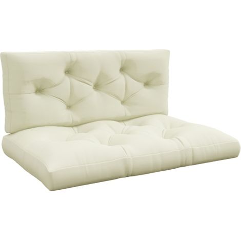 Cuscino per seduta, imbottitura per seduta, cuscino imbottito per seduta, con bottoni decorativi, 120 x 80 x 12 cm, bianco crema, disponibile in loco (1/5)