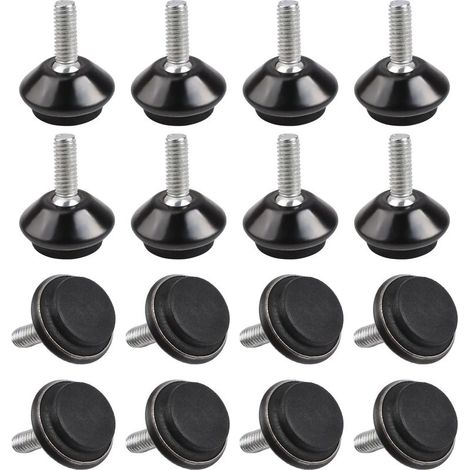 16pcs M6 vissé dans le niveau de meubles réglable, filetage angle hauteur réglable niveau de meubles, niveau de pied de vis en acier inoxydable, vis pour table, chaise, pieds de meubles (1/5)