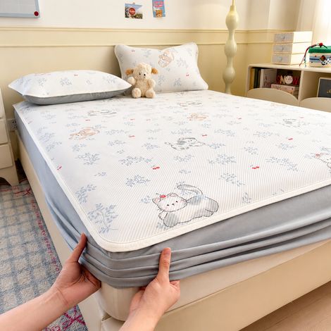 Drap-housse rafraîchissant 180x220 cm avec 2 taies d'oreiller motif chien cerises 180cm 220cm réf 6397 300 g – Livraison gratuite