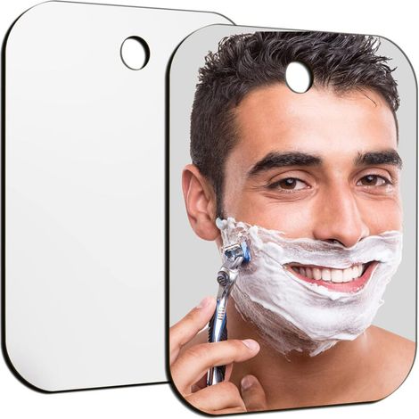 SABIR 2 Pcs Miroir de Douche en Acrylique, Miroir Rasage avec Crochets, Antibuée Miroir Incassable Miroir à Suspendre, Miroir de Voyage Petit Miroir Douche Rasage pour Salle de Bain, 30cm x 25cm Arge (1/5)