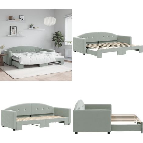 vidaXL Lit de jour avec gigogne sans matelas gris clair 80x200 cm (1/5)