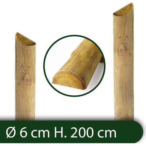 10PZ Mezzi Pali in legno Recinzioni Staccionate Giardino Trattati 6x200 H
