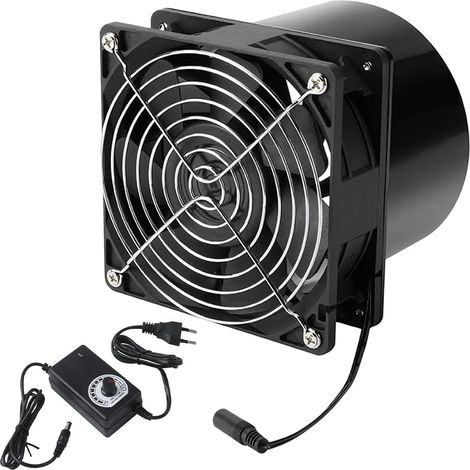 Ventilateur d'extraction d'air 100 mm, 12 V, avec régulateur de vitesse, résistant à la chaleur, silencieux et durable, 3000 tr/min, pour salle de bain, WC, cuisine, serre, tente, garage (1/5)