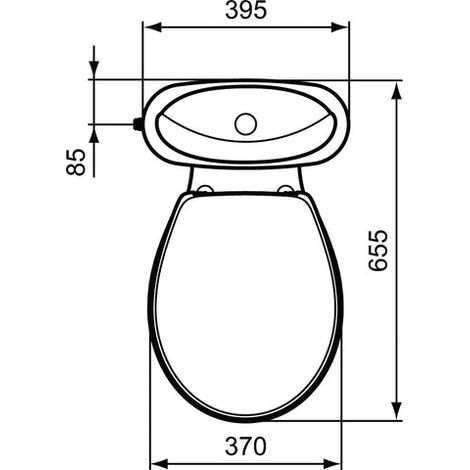 Porcher – Pack WC Noe sans bride – Cuvette en porcelaine vitrifiée – Sortie horizontale – Réservoir à alimentation latérale – Mécanisme de chasse 3/6L