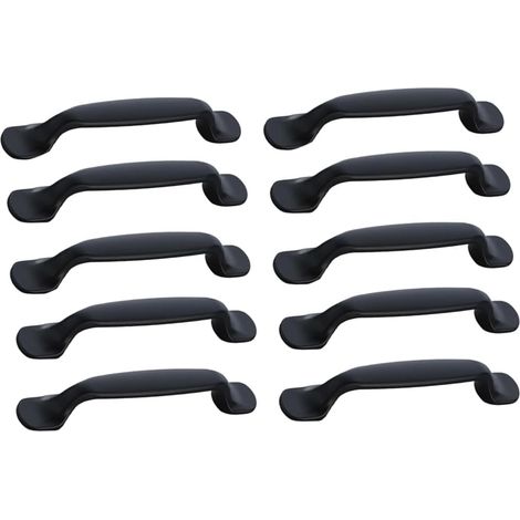 Confezione da 10 maniglie per mobili da cucina in lega di alluminio, pomelli per cassetti neri opachi (interasse fori 96 mm) (1/5)