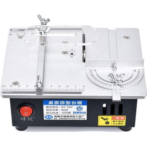 Adjustable Table Saw, DC24V 10A 15mm Mini Bench Saw DIY Acrylic PCB Desktop Cutting Machine 5000 RPM Adjustable Table Saw 96W Seven-Level Speed Control (1/5)