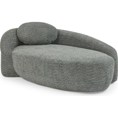 Divano singolo in teddy fleece grigio scuro dal design arrotondato con cuscino (1/5)