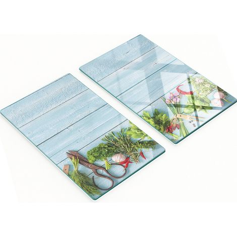 Tablas de cocina de vidrio templado con gr谩ficos de especias y hierbas 2x30x52 cm