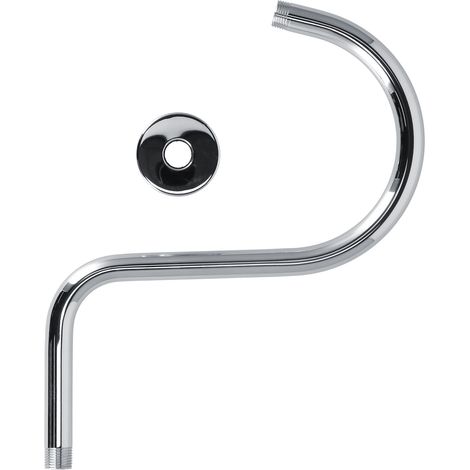 Duscharm aus gebürstetem Edelstahl (Nickel), gebogene S-förmige NPT-Verlängerung, erhöhte Duschkopfsäule, Chromoberfläche 233 (1/5)