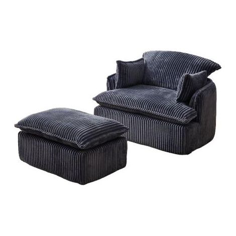 Fauteuil enfant pliable en velours côtelé gris – Confort moderne – Design minimaliste pour salon et chambre – Repose-pieds inclus