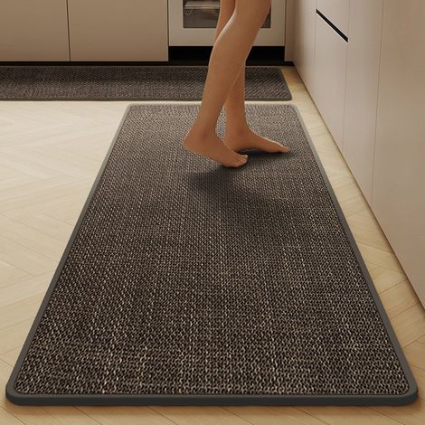 Tapis Cuisine Devant Evier 40x120cm, Tapis de Couloir en Tissu Jacquard, Caoutchouc Soutenu Tapis de Cuisine Runner, Absorbent Tapis de Sol pour Devant l'évier, Buanderie, Salle de Bains, Gris (1/4)
