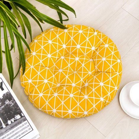 Galette De Chaise - 40x40x5 Cm - Jaune - Coton Perlé - Intérieur Et Extérieur (1/4)
