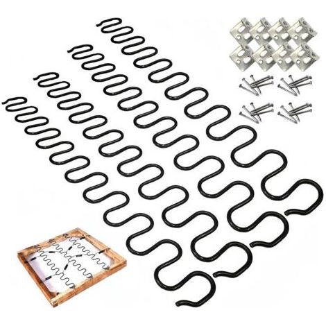 Ressorts de rechange pour canapé 4 pièces 50,8 cm avec 16 clips en S, 4,0 fils de diamètre Kit de réparation de ressorts de canapé pour siège de décoration intérieure de meubles (1/5)