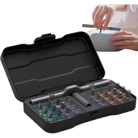 Tournevis à Cliquet, Kit De Clés Haute Résistance, Ensemble de Clé Cliquet Portable 24 en 1 pour l'électronique, la maison, mécanique, l'industrie, l'électricité, - (1/5)