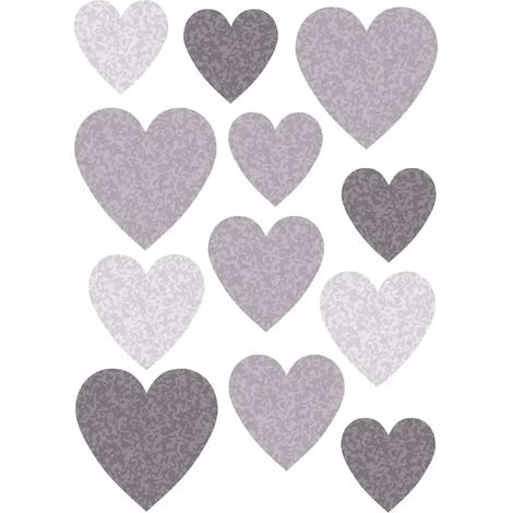 Stickers muraux cœurs gris Buokids - 12 autocollants vinyle pour décoration enfants