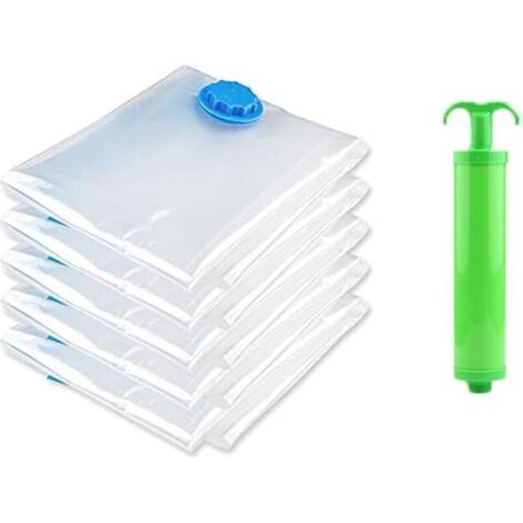 Autres rangements 8PCS Sacs de Rangement sous Vide Housses de Rangement Sous Vide Voyages Réutilisables --Sacs Compression pour Matelas,Vêtements,Couettes,Literie,Oreillers - Transparent- 60X40cm (1/5)