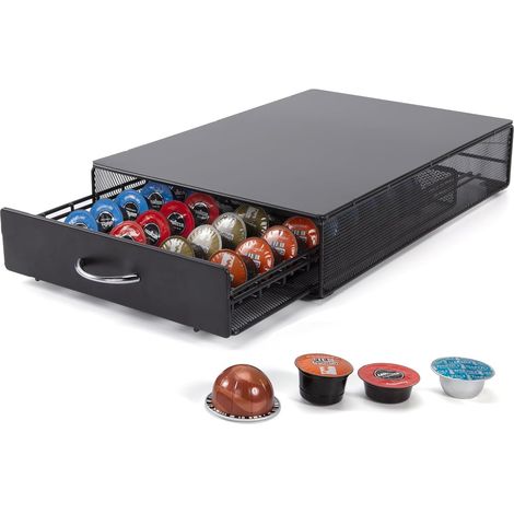 Porte Capsules Café,Support de dosette de café tiroir Compatible avec Lavazza Mio, Vertuoline,Tchibo Cafissimo, Caffitaly, Support pour Machine de Café, Capacité 40 Capsules. (1/5)