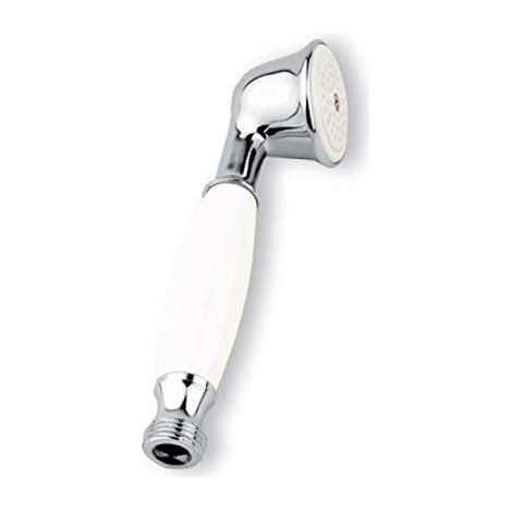 Doccetta bianca in ottone e ceramica stile retrò finitura cromo anticalcare Violetta DC 5000 Sphera