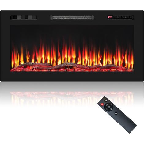 COSTWAY 36” Electric Fireplace Recessed and Wall Mounted with Sleep Mode